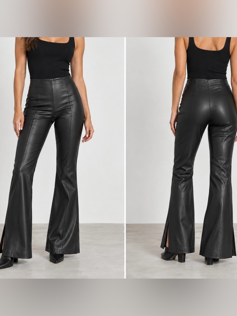 Abercrombie and Fitch Women's Black Vegan Leather High Rise Flare Pants